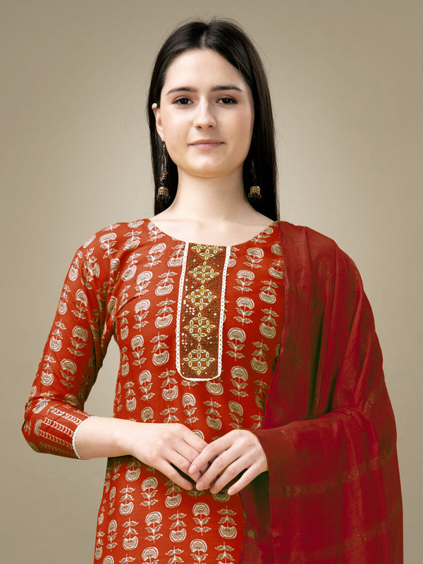 Maroon Kurti Set with Contrasting Dupatta