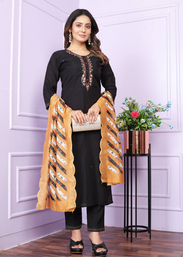 Black Kurti Set With Dupatta