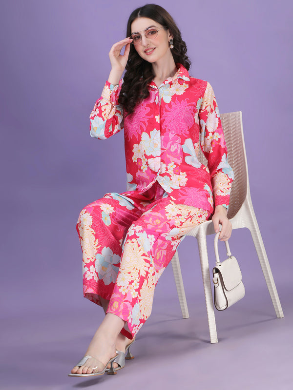 Floral Silk Harmony Design Co-Ord Set