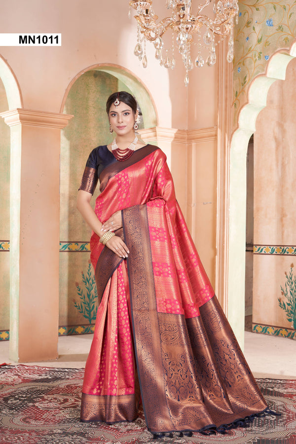 Brink Pink Kanjivaram Silk Saree