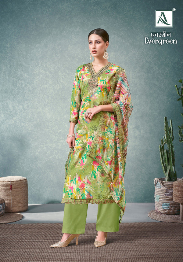 Digital Multi Print With Embroidery Un-Stitched Suits (6 Color Of Set)