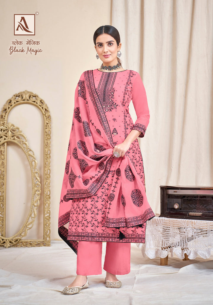 Black Magic Jacquard Designer  Un-Stitched Suits