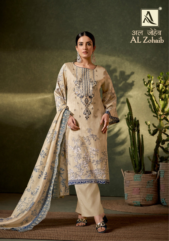 Al Zohaib Digital Print Embroidery Un-Stitched Suits