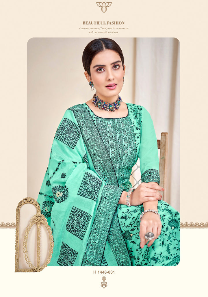 Black Magic Jacquard Designer  Un-Stitched Suits