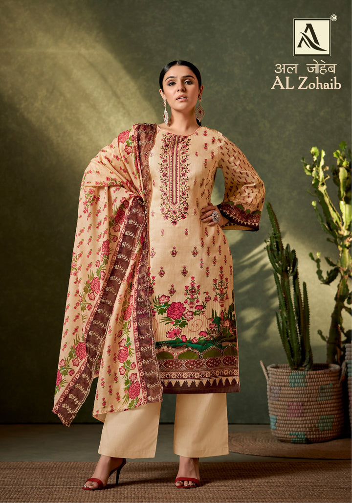 Al Zohaib Digital Print Embroidery Un-Stitched Suits