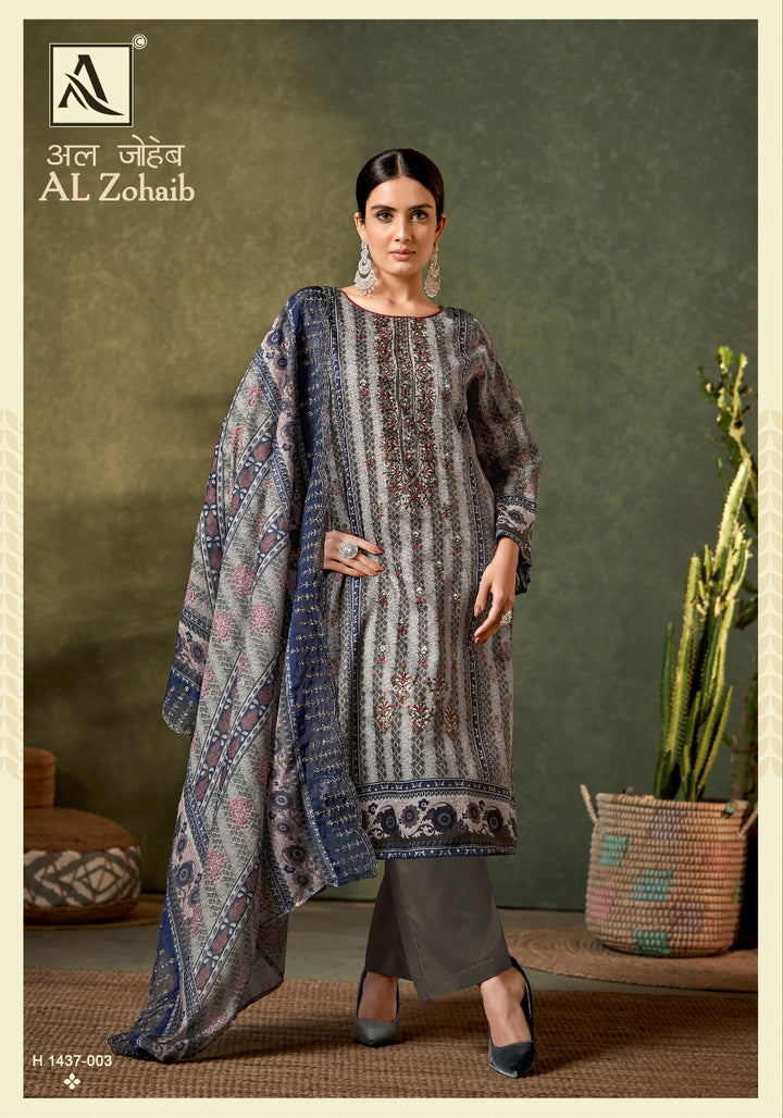 Al Zohaib Digital Print Embroidery Un-Stitched Suits