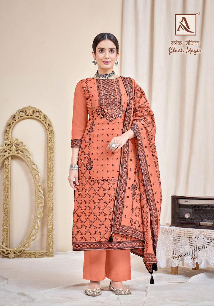 Black Magic Jacquard Designer  Un-Stitched Suits