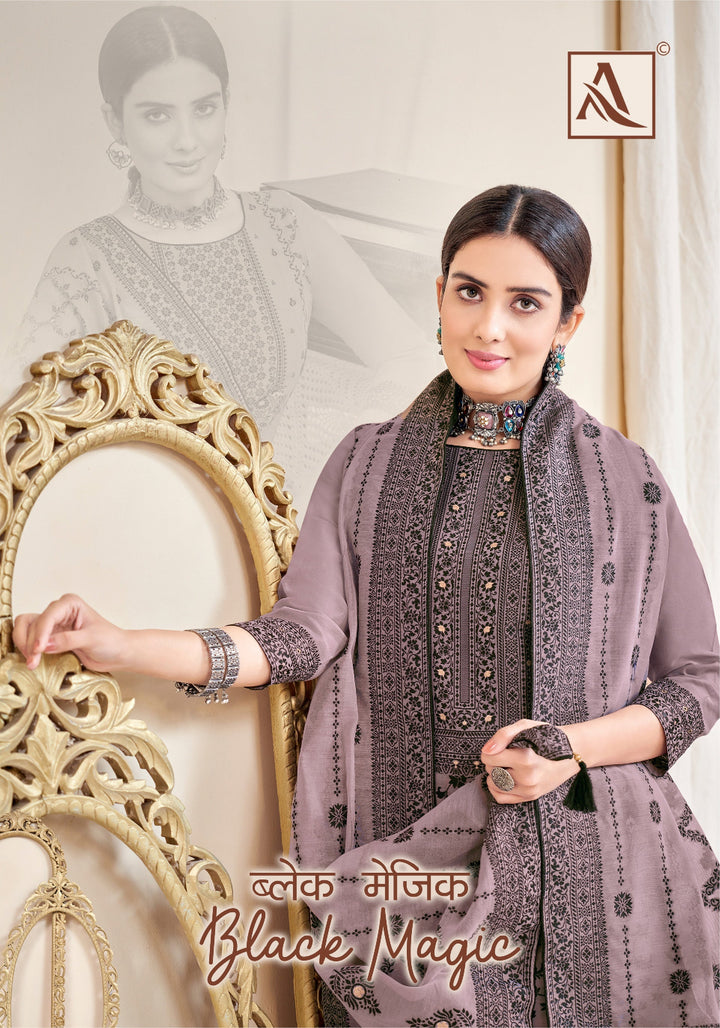 Black Magic Jacquard Designer  Un-Stitched Suits