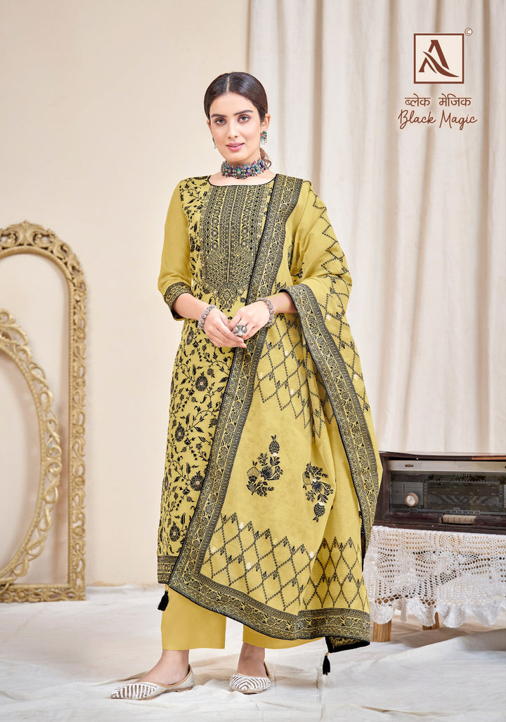 Black Magic Jacquard Designer  Un-Stitched Suits