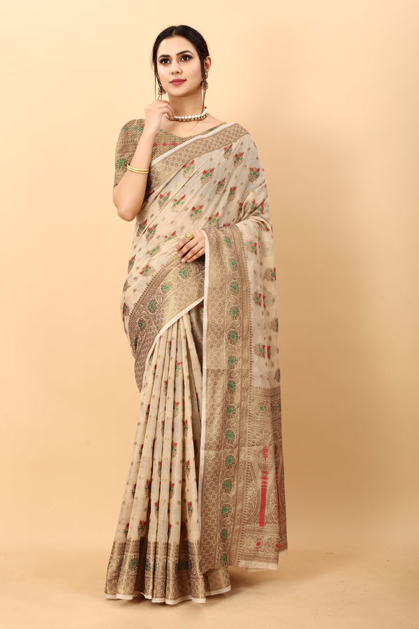 Soft Cotton With Intricate Zari Weaving,