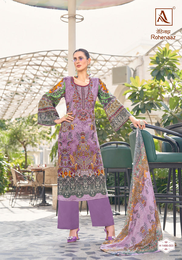 Rohenaaz Embroidery And Swarovski  Un-Stitched Suits (8 Colour Of Set)