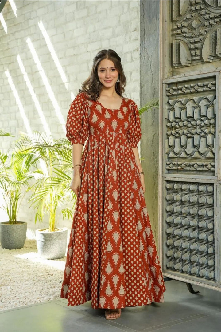 Terracotta Elegant Anarkali Gown Set