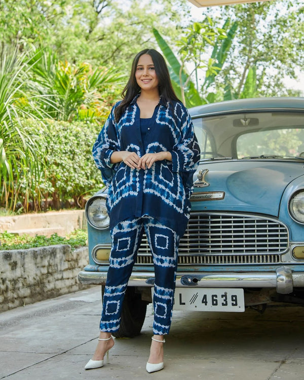 Indigo Tie-Dye Co-Ord Set with Effortless Boho Charm