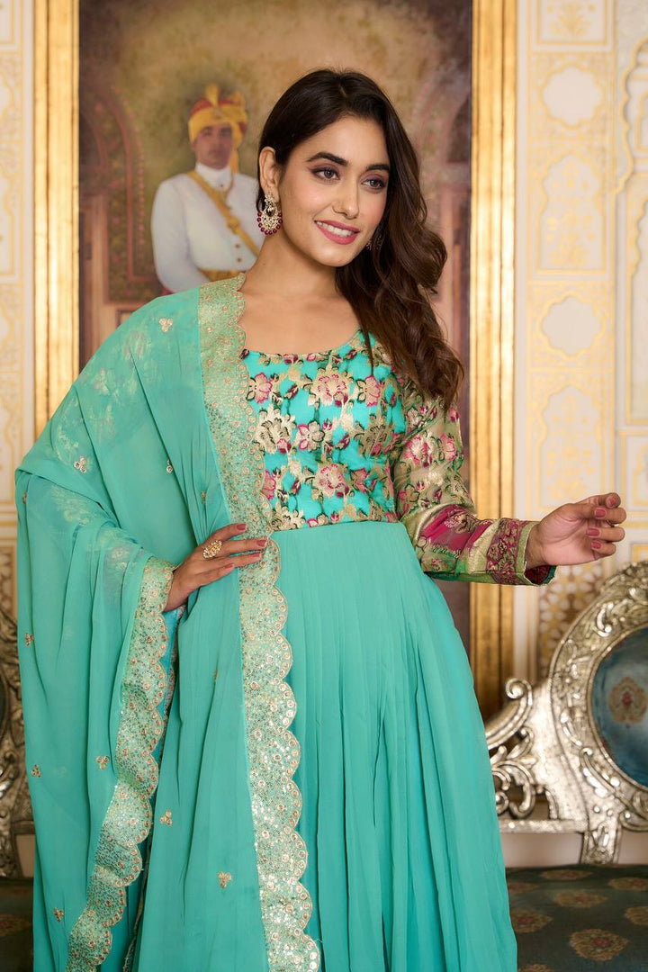 Jellyfish Blossom Charm Anarkali with Dupatta