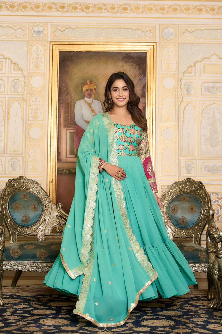 Jellyfish Blossom Charm Anarkali with Dupatta