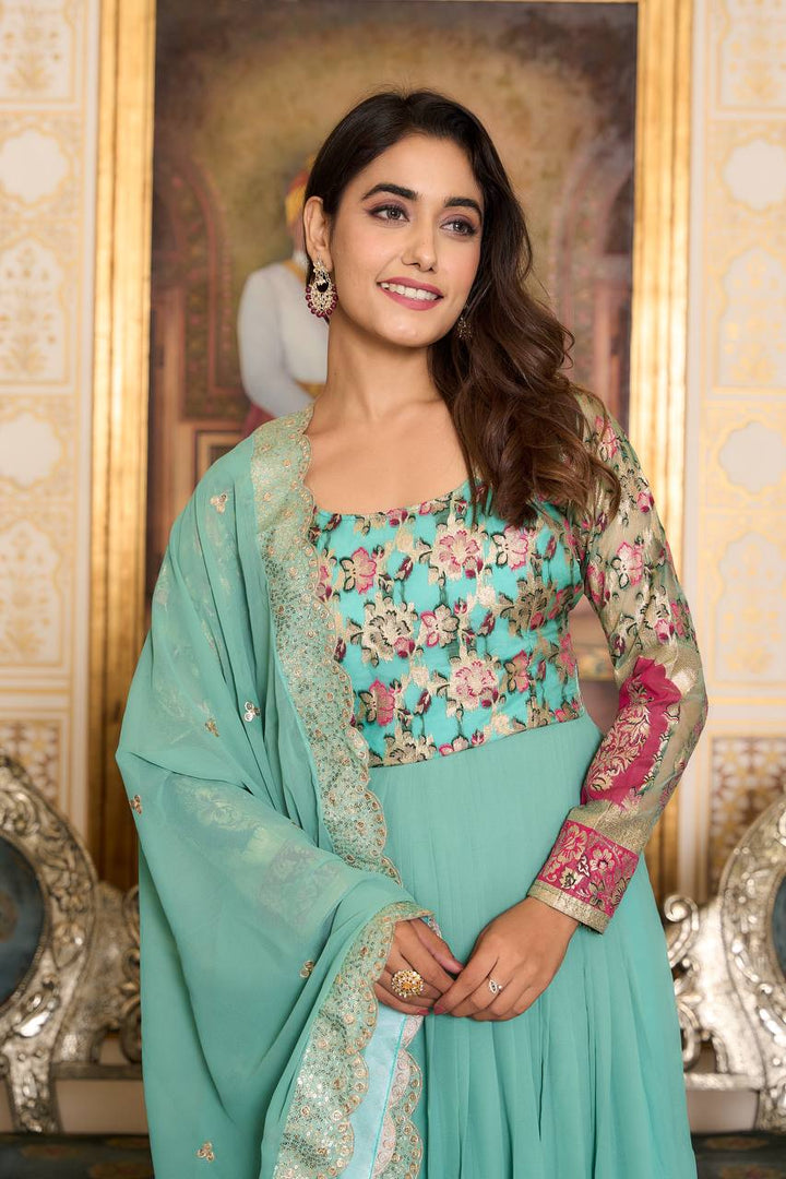 Jellyfish Blossom Charm Anarkali with Dupatta