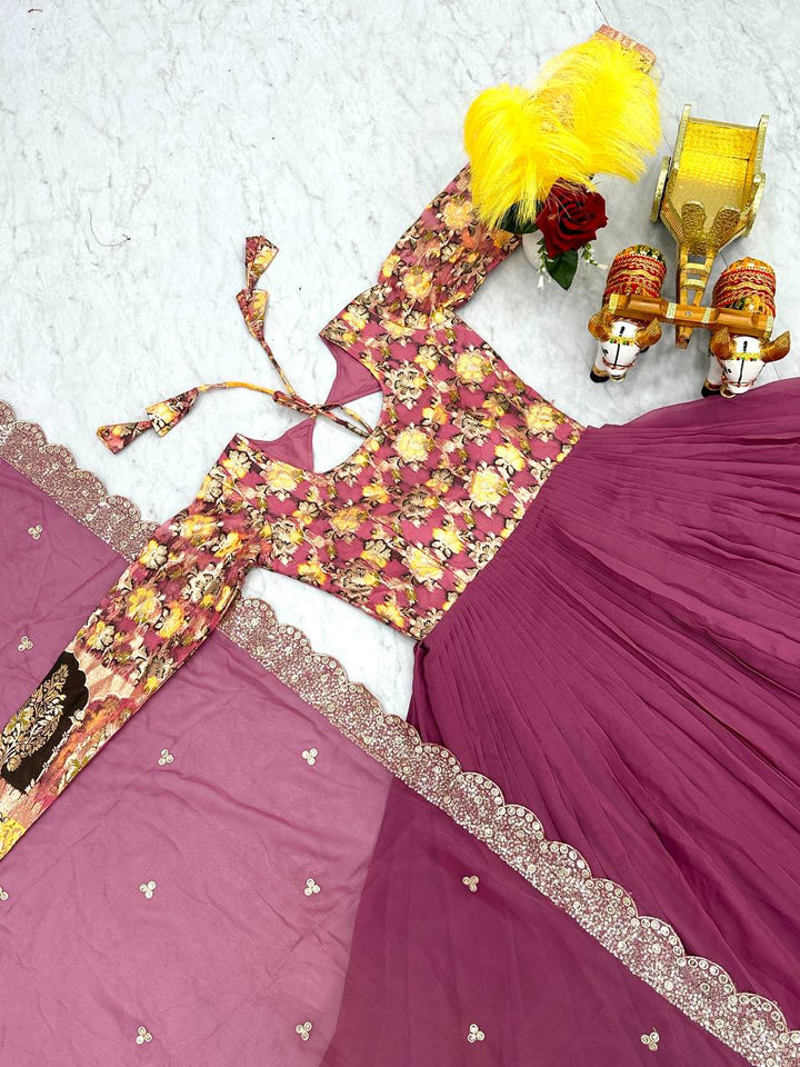 Tulip Pink Bloom Anarkali Gown  with Dupatta