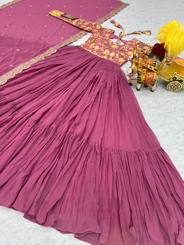 Tulip Pink Bloom Anarkali Gown  with Dupatta